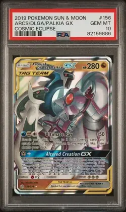 PSA 10 Arceus & Dialga & Palkia GX 156/236 Cosmic Eclipse English Pokemon Card - Image 1