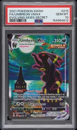 2021 POKEMON SWORD & SHIELD EVOLVING SKIES SECRET FULL ART/UMBREON VMAX PSA 10 - Image 1