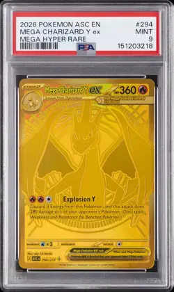 2026 POKEMON ASC EN-ASCENDED HEROES MEGA HYPER RARE MEGA CHARIZARD Y EX PSA 9 - Image 1