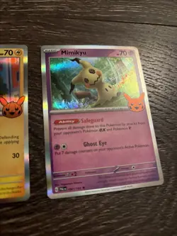 Pokemon Stamped Pikachu Mimikyu Holo Lot of 2 NM Trick Or Trade Booster Bundle - Image 2