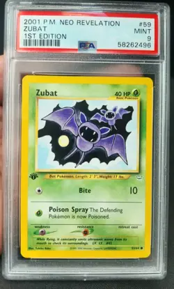 Zubat 59/64 1st Edition Neo Revelation Rare Non Holo Pokemon (2000) PSA 8! NM - Image 1