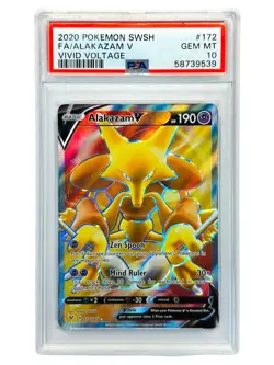 2020 Pokemon Vivid Voltage Alakazam V Full Art #172 PSA 10 - Image 1