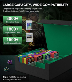 Trading Card Storage Box, 3000+ MTG Deck Box with 24 Colorful Dividers & 4 Card - Image 3