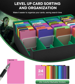 Trading Card Storage Box, 3000+ MTG Deck Box with 24 Colorful Dividers & 4 Card - Image 5