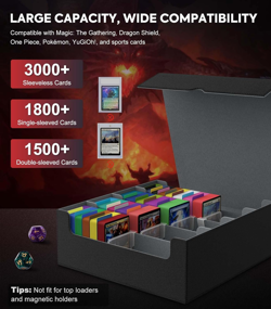 Trading Card Storage Box, 3000+ MTG Deck Box with 24 Colorful Dividers & 4 Card - Image 3