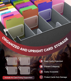 Trading Card Storage Box, 3000+ MTG Deck Box with 24 Colorful Dividers & 4 Card - Image 4