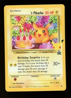 Birthday Pikachu #24 - Celebrations Classic Collection Pokemon TCG - NM - Image 1