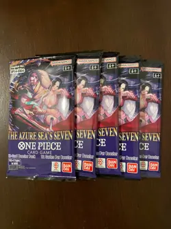 One Piece The Azure Sea’s Seven OP-14 & EB-04 Five 5 Booster Packs Lot English B - Image 1