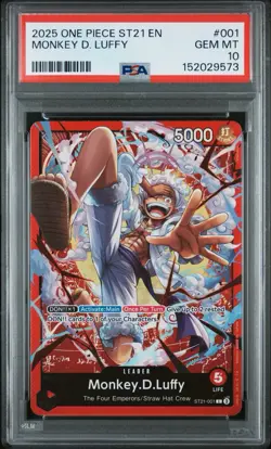 2025 ONE PIECE STARTER DECK ST21-EX GEAR 5 #001 MONKEY D. LUFFY PSA 10 - Image 1