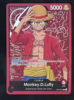 2022 One Piece ST01 EN Super Pre-Release #001 Monkey D Luffy NM - Image 1