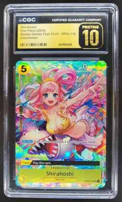 2024 ONE PIECE SHIRAHOSHI BANDAI GAMES FEST OP03-116 CGC 10 PRISTINE RC7 - Image 1
