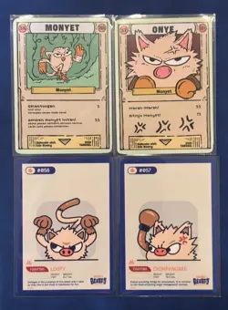 Mankey & Primeape Pokemon Parody Card / Fan Set Lot (Pokkedo, Pocket Beast) - Image 1