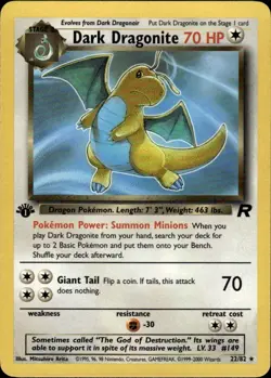 Dark Dragonite 22 Rare Team Rocket 22/82 Colorless 1st Edition Pokemon Card - Image 1