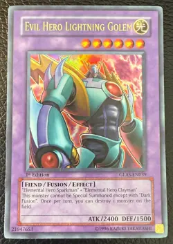 YUGIOH EVIL HERO LIGHTING GOLEM ULTRA RARE 1ST EDITION GLAS-EN039 NM+/MINT - Image 1