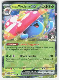 ERIKA'S VILEPLUME EX 003/217 DOUBLE RARE ASCENDED HEROES POKEMON HOLO NM/M - Image 1