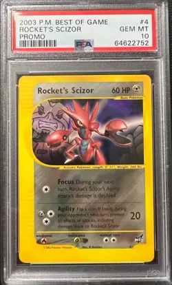 2003 Pokemon Rocket's Scizor 004/009 Best of Game Promo PSA 10 - Image 1
