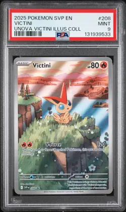 2025 POKEMON SVP EN-SV BLACK STAR PROMO #208 VICTINI PSA 9 - Image 1