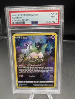 2023 POKEMON SWSH #GG10 Full Art Mew CROWN ZENITH PSA 9 - Image 1
