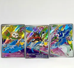 Rowlett 43 Litten 44 Popplio 45 First Partner Illustration Pokemon Promo Set - Image 1