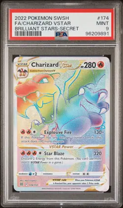 2022 Pokemon Sword & Shield Brilliant Stars #174 Charizard Vstar PSA 9 - Image 1