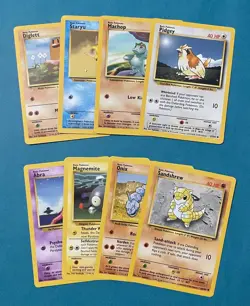 Pokemon TCG: Base Set Lot with Pidgey and Abra, Regular, English, MP (8 Cards) - Image 1