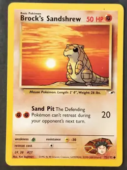 Brock's Sandshrew 072/132 ✰Vintage✰ Gym Heroes, WOTC Pokemon 2000 •NM - Image 1