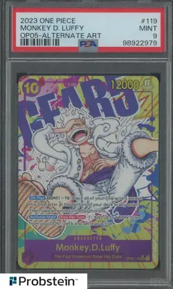 2023 One Piece Monkey D. Luffy OP05 Alternate Art #119 PSA 9 MINT - Image 1