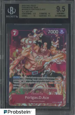 2023 One Piece Paramount War Portgas D. Ace OP02-013 Alt Art SR BGS 9.5 Gem Mint - Image 1