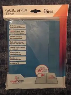 Gamegenic Casual Album Binder Stores 160 Cards Side loading 8-Pocket Blue NEW - Image 1