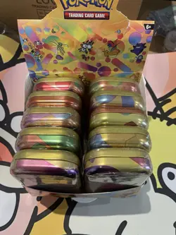 Pokemon Scarlet and Violet 151 Mini Tin Display TCG (10 Sealed Tins in display) - Image 1