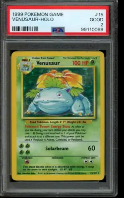 PSA 2 GOOD Pokemon Venusaur Base Set Holo 15/102 - Image 1