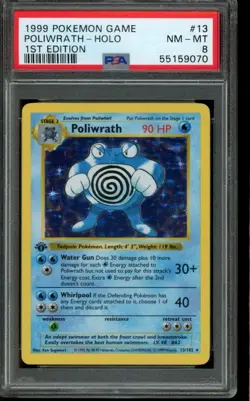 PSA 8 NM-MT Pokemon Poliwrath Base Set Holo 1st Edition 13/102 - Image 1