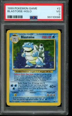 PSA 3 VG Pokemon Blastoise Base Set Holo 2/102 - Image 1