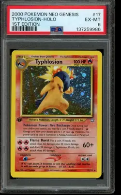 PSA 6 EX-MT Pokemon Typhlosion Neo Genesis 1st Edition Holo 17/111 - Image 1