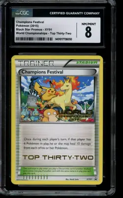 CGC 8 NM/MINT Pokemon Champions Festival Black Star Promo XY91 Top 32 - Image 1