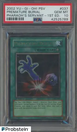 2002 Yu-Gi-Oh! PSV Pharaoh's Servant 1st Edition #037 Premature Burial PSA 10 - Image 1