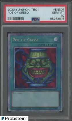 2023 Yu-Gi-Oh! TB1 #ENS01 Pot of Greed PSA 10 GEM MINT - Image 1