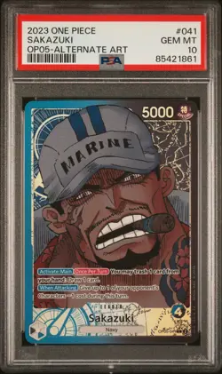 2023 ONE PIECE OP05-AWAKENING OF THE NEW ERA ALTERNATE ART #041 SAKAZUKI PSA 10 - Image 1