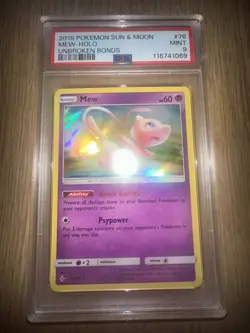 Mew 76/214 SM Unbroken Bonds HOLO RARE Pokemon PSA 9 - Image 1