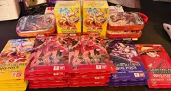 One Piece HUGE SEALED LOT OVER 30 PACKS! 4 Tins! 2 Bundles! 29 Sleeved Packs! - Image 1