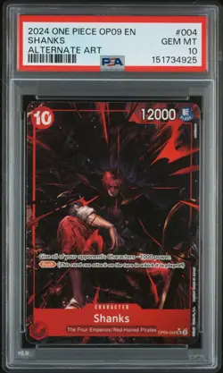 2024 ONE PIECE OP09-EMPERORS IN THE NEW WORLD ALTERNATE ART #004 SHANKS PSA 10 - Image 1