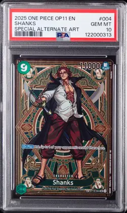 2025 ONE PIECE OP11-A FIST OF DIVINE SPEED SPECIAL ALTERNATE ART SHANKS PSA 10 - Image 1