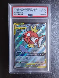 Pokemon Magikarp & Wailord GX 161/181 PSA 10 Gem Mint SM Team Up Tag Team FA - Image 1
