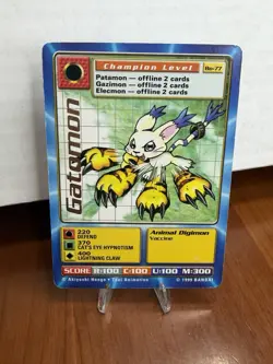 Digimon Gatomon Bo-77 1999 Bandai Series 1 Gold Foil Card NM - Image 1