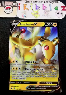 Ampharos V 049/185 NM Ultra Rare Holo Foil Pokemon Card. Free Tracked Shipping! - Image 1