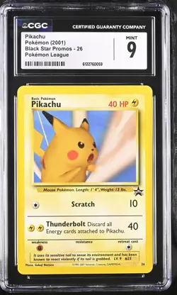 CGC 9 MINT Pikachu (snap) 26 Black Star Promo Wotc Pokemon League Pokemon Card - Image 1