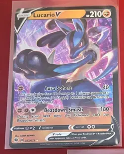 Lucario V - 027/073 - Pokemon Champions Path Sword & Shield Ultra Rare Card NM - Image 1