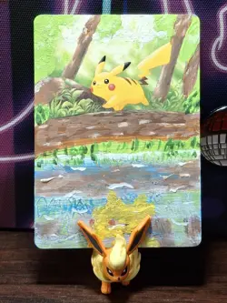 Pokemon Pikachu Hand Painted Card - Image 1