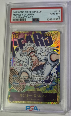 2023 ONE PIECE OP05 JP MONKEY D. LUFFY ALTERNATE ART CARD # 119 GRADED PSA 10 - Image 1