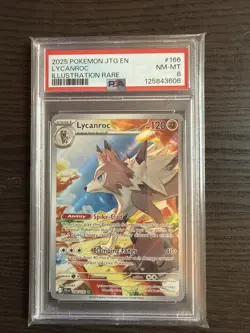 Lycanroc 166/159 Illustration Rare 2025 Pokemon Journey Together PSA 8 NM-MT - Image 1